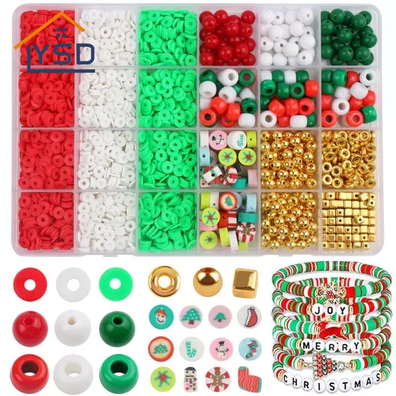 Zestaw świątecznych bransoletek z koralików DIY